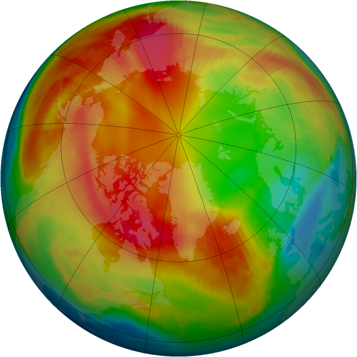 Arctic ozone map for 20 February 1998
